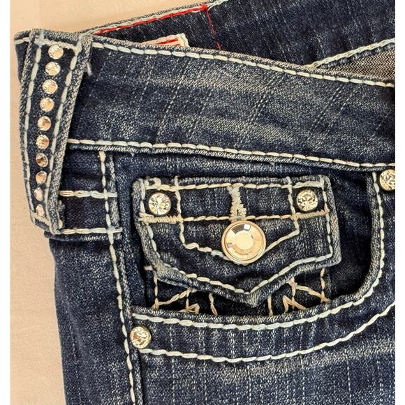 Y2K True Religion Rhinestone Big T Disco Joey Jeans – Size 26 – Flare Low Rise - Picture 5 of 15